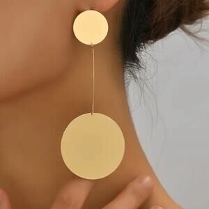 Gold Circle Drop Earrings